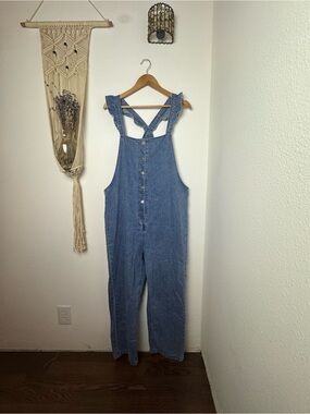 Denim Button-Front Women’s Overalls - Blue